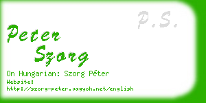 peter szorg business card